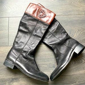 Nearly new Antonio Melani riding boots black and brown leather size 9